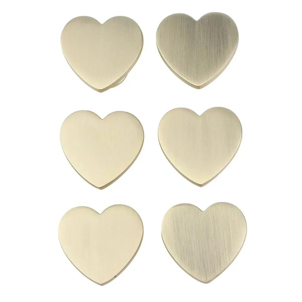 6PCS Gold Zinc Alloy Heart Shaped Cabinet Knobs with Screws for Cupboards Drawers Wardrobes For Home Furniture