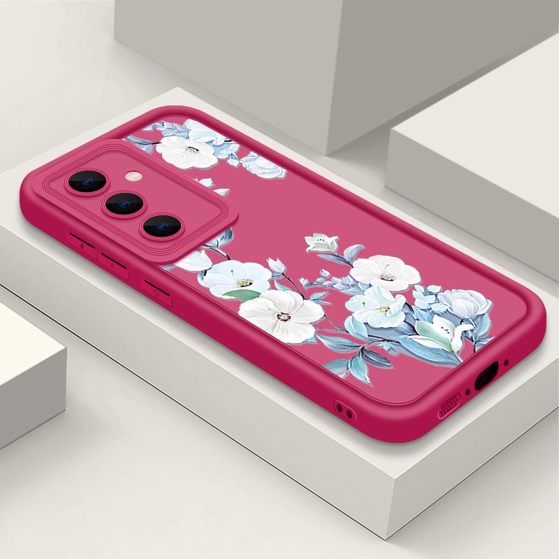 

Мягкий матовый чехол с цветочным узором для Smausng S25 Plus S24 FE S23 Ultra A36 A56 A16 A26 A15 A55 A35 A06, защита линз, противоударный чехол для телефона из ТПУ Samsung A16 5G розы красного
