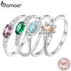 BAMOER 925 Sterling Silver Band Victorian Style Halo Engagement Rings for Women Luxury Wedding Jewelry