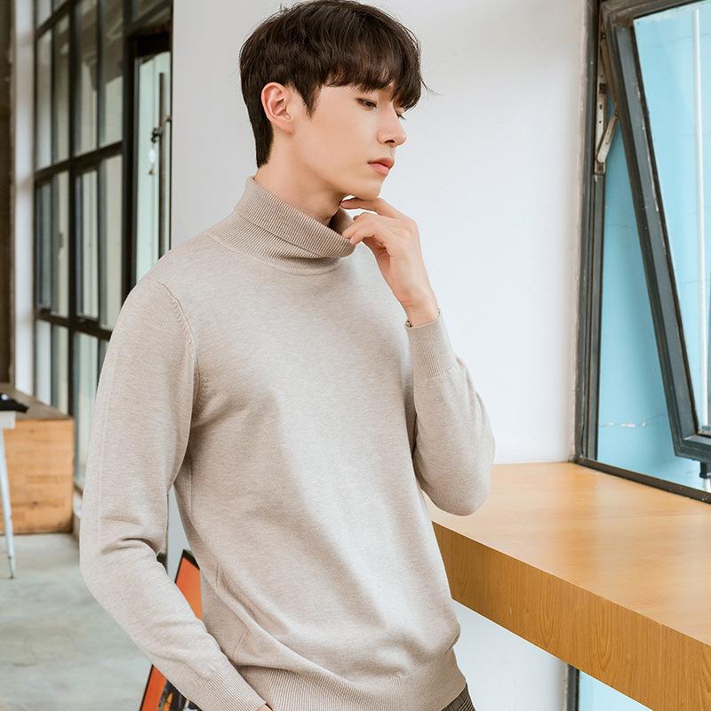 Sweater High Collar Autumn and Winter Men's Pullover Knit Sweater Loose Casual Long-sleeved Wild Wool Sweater