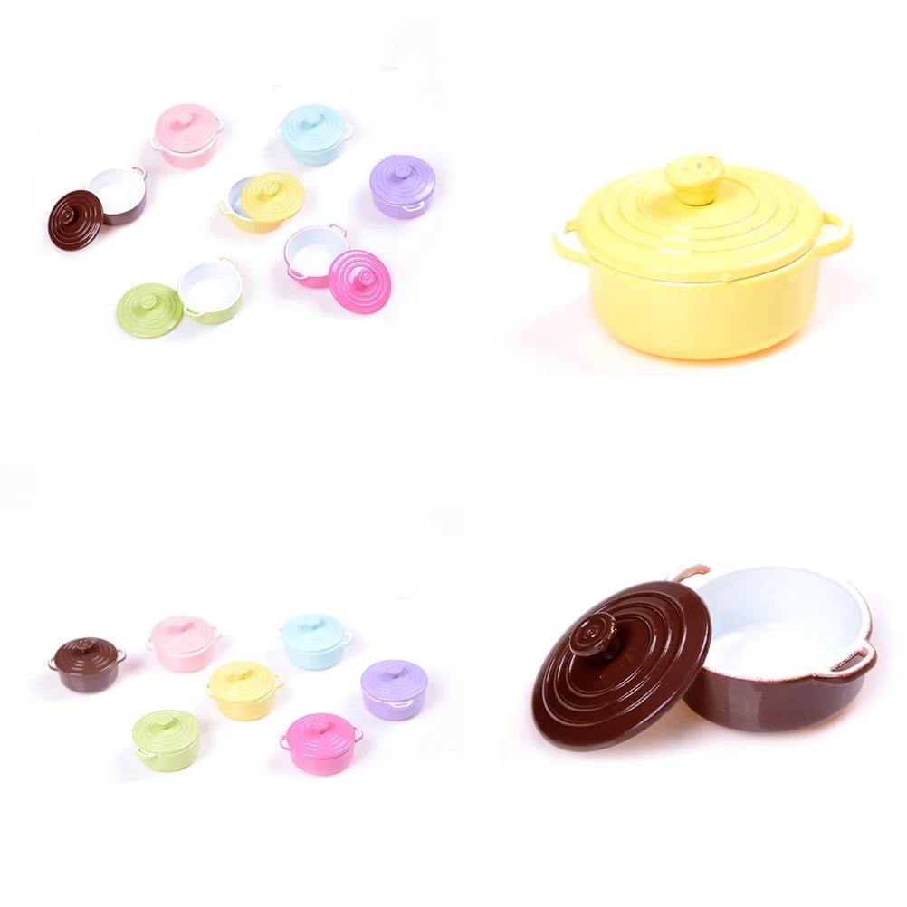 1:12Scale Dollhouse Miniature Kitchen Utensils Cooking Ware Mini Pot Boiler Pan with Lid Doll house Accessories Play Kitchen Toy