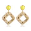 Earrings Leaf Earrings Gold Simple Double Layer Hollowed Out Leaf Earrings Vintage Double Layer Teardrop Straw Large Circle Women's Earrings
