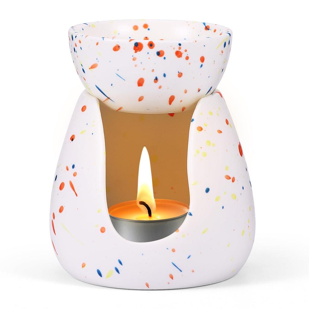Wax Melt Burners,Ceramic Essential Oil Burner,Wax Melt Burner With Tealight Holder, Wax Burner For Essential Oils With Removable Bowl, Wax Burners