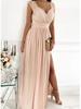 Women's Sleeveless Lace Dress with Open Back and Slit Hem