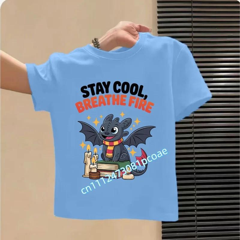 2026 New Childrens cotton shortsleeved Dragon Tamer Summer Tshirt for Boys Boys Sportswear Casual Shirt Cartoon Print 100