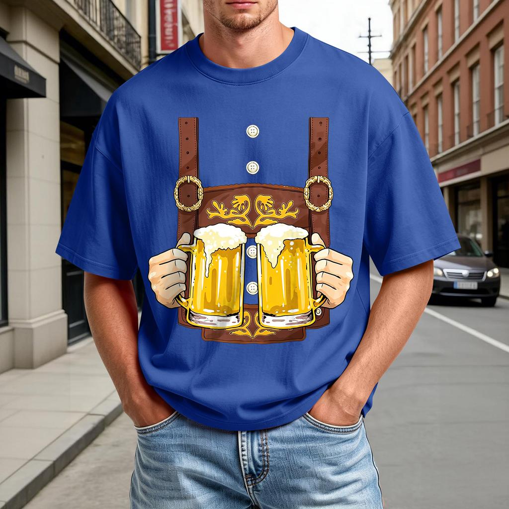 Men's Summer Short Sleeve T-Shirt Oktoberfest Beer Festival Print Casual Comfortable Crew Neck Tee for Outdoor Activities