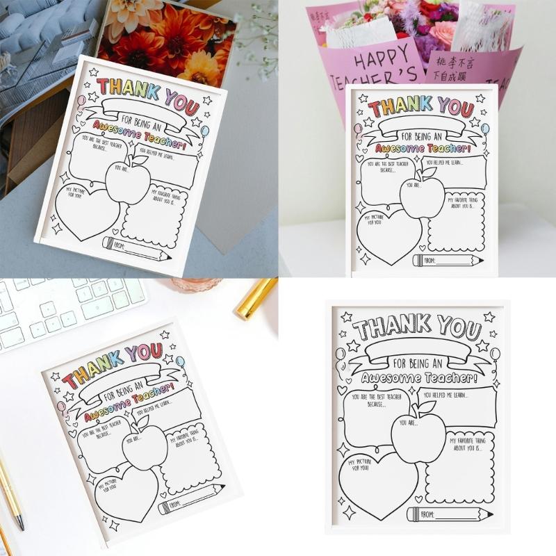 Teacher Thank You Cards Coloring Posters Handmade Teacher Appreciation Card For Student Child Classroom Party Supplies