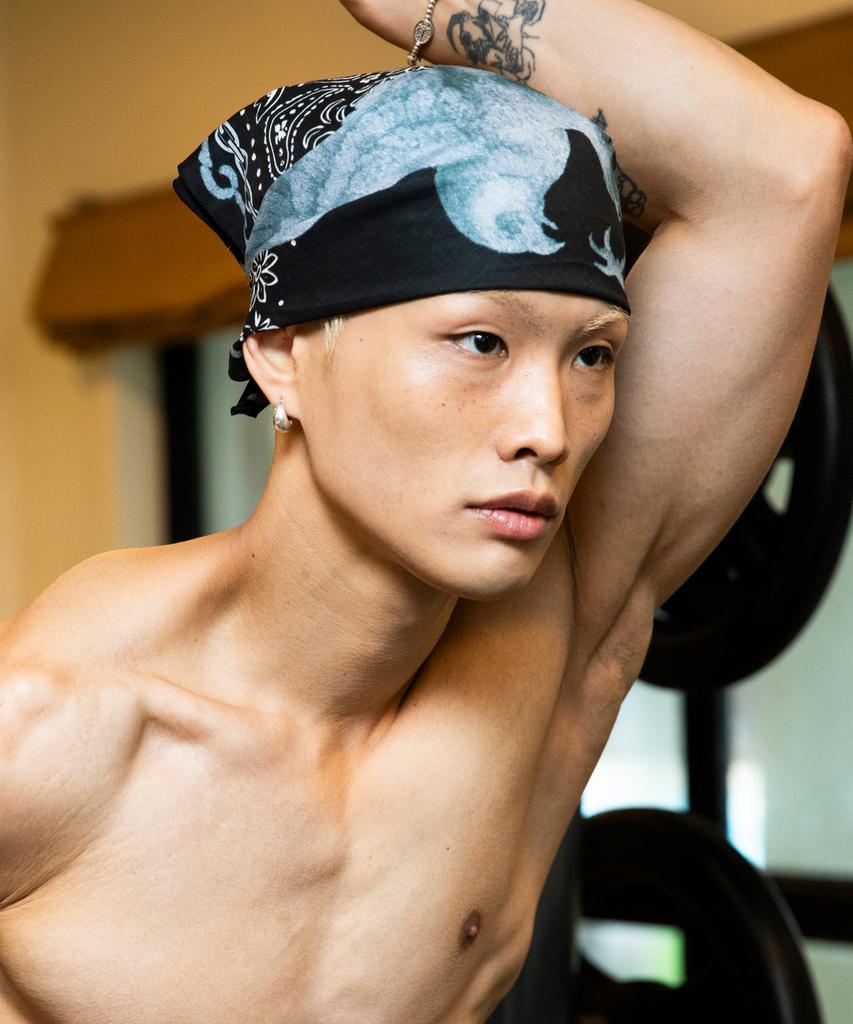GLACK Gactar003 Feathers Vintage Bandana (Black)