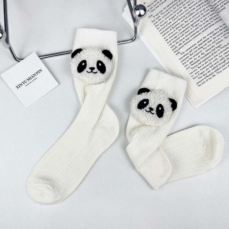 Cotton Booties Socks Cute 3D Panda Doll Crew Socks Cartoon Ankle Socks Casual Calf Socks Student Girls Middle Tube Socks