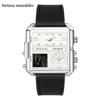 Fashion Casual Men's Watch Multi-functional Waterproof Leather Strap Electronic Watch Square Personality Large Dial