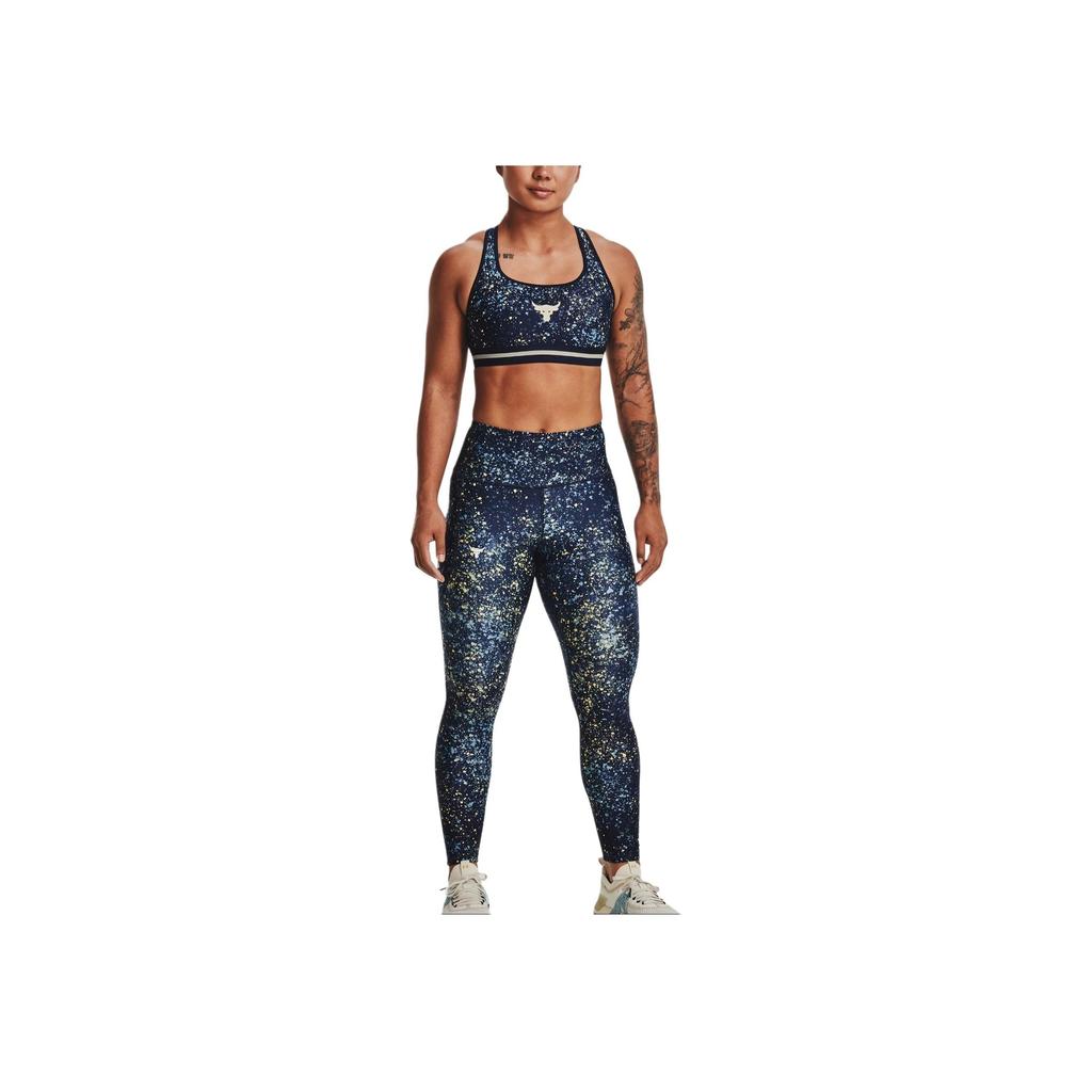 Under Armour Project Rock Color Block High Waist Elastic Training Pants Women Pants Light-Blue 1369955-408