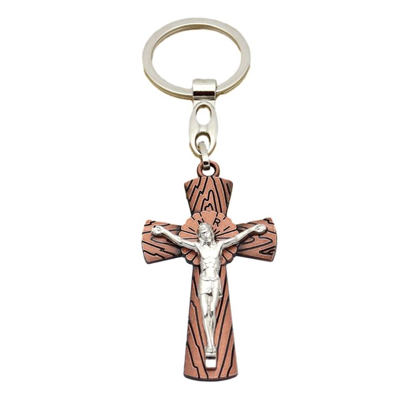 Cross Keychains Key Rings Religious KeyChains For DIY Car Hanging Simple Jewelry Handmade Gift