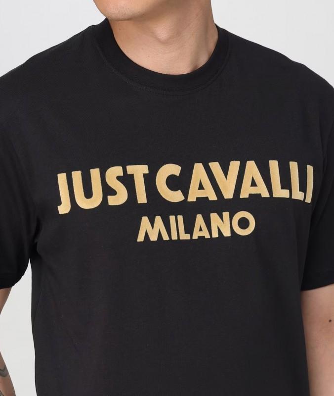 Just Cavalli Milano Men's T-shirt New Tonal Logo Black - Size: L