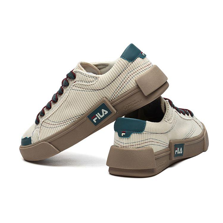 Fila Fusion Pop Fabric Synthetic Leather Corduroy Casual Round Toe Lace-Up Low-Top Sneakers Men Sneakers Off-White Blue T12M218204FAS