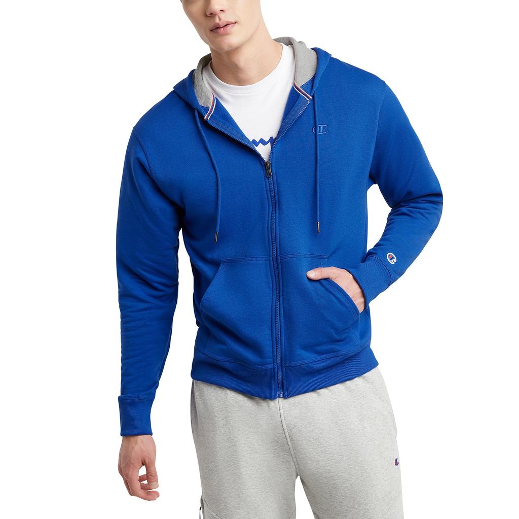 Champion Power Blend Fleece US Blue Men's Full-Zip Hoodie, Size Medium, Color