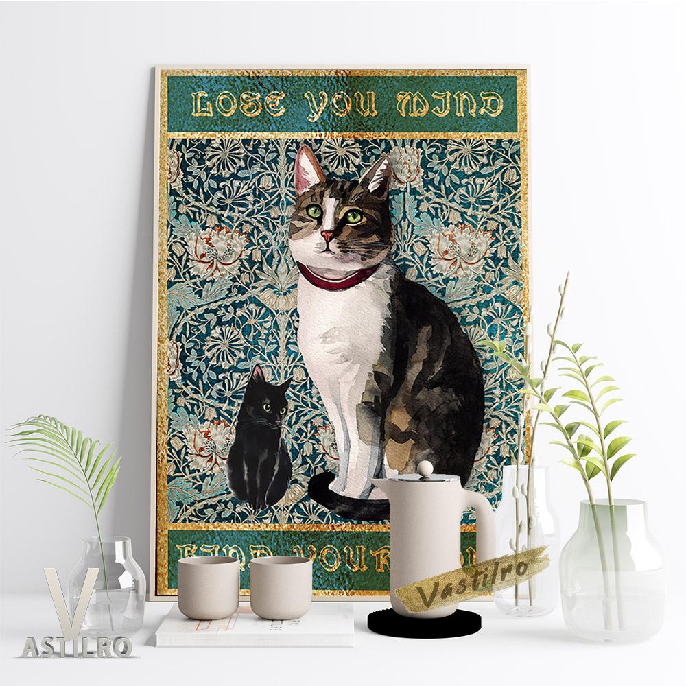 Vintage Wall Art Print Custom Cat Poster Cute Animal Portrait Oil Painting Cat Lover Gift Wallpaper