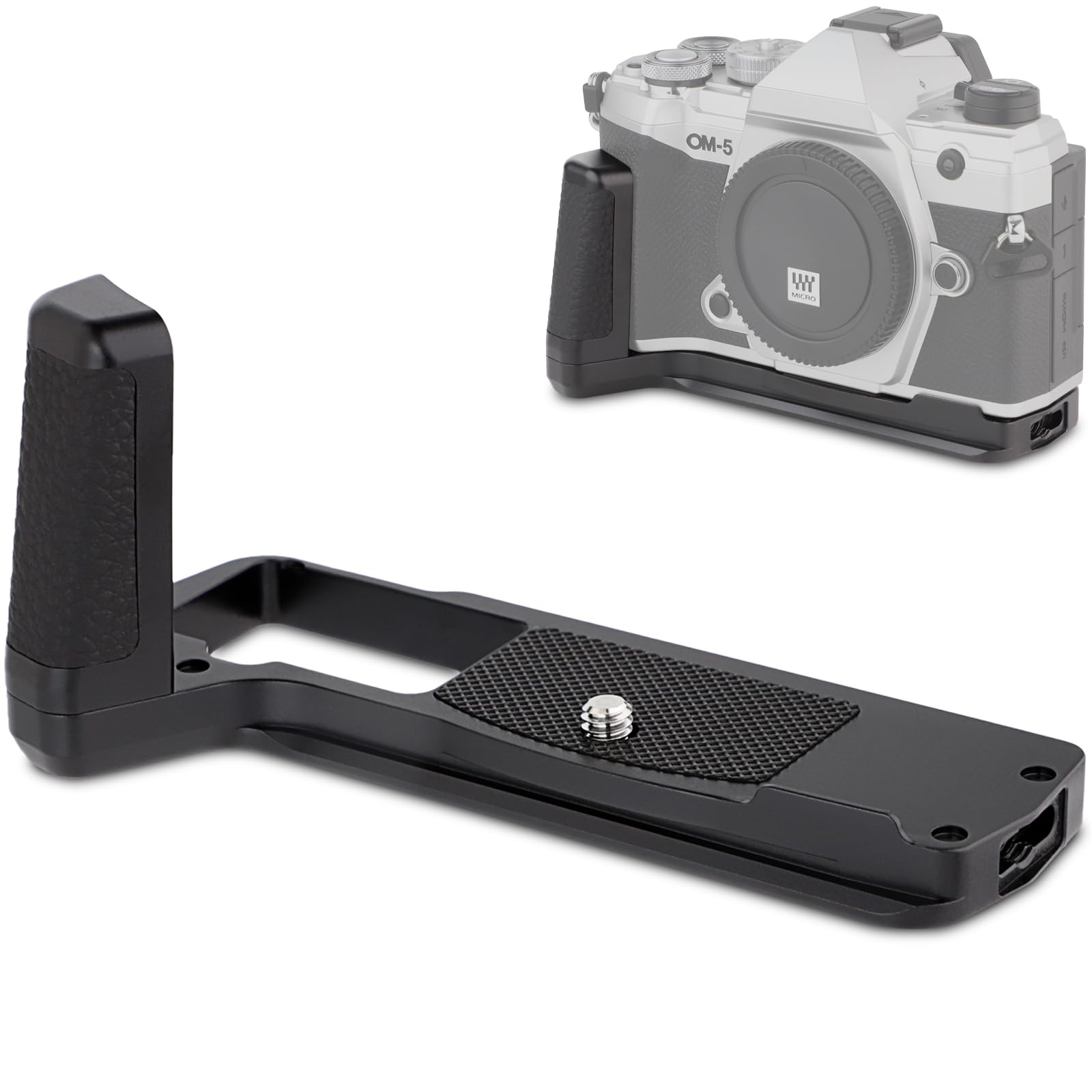 

Haoge Camera Bracket Holder Hand Grip for OM System Compatible with Arca Swiss Kirk RRS Benro Quick Release Plates HG-OM5 OM-5, чорний