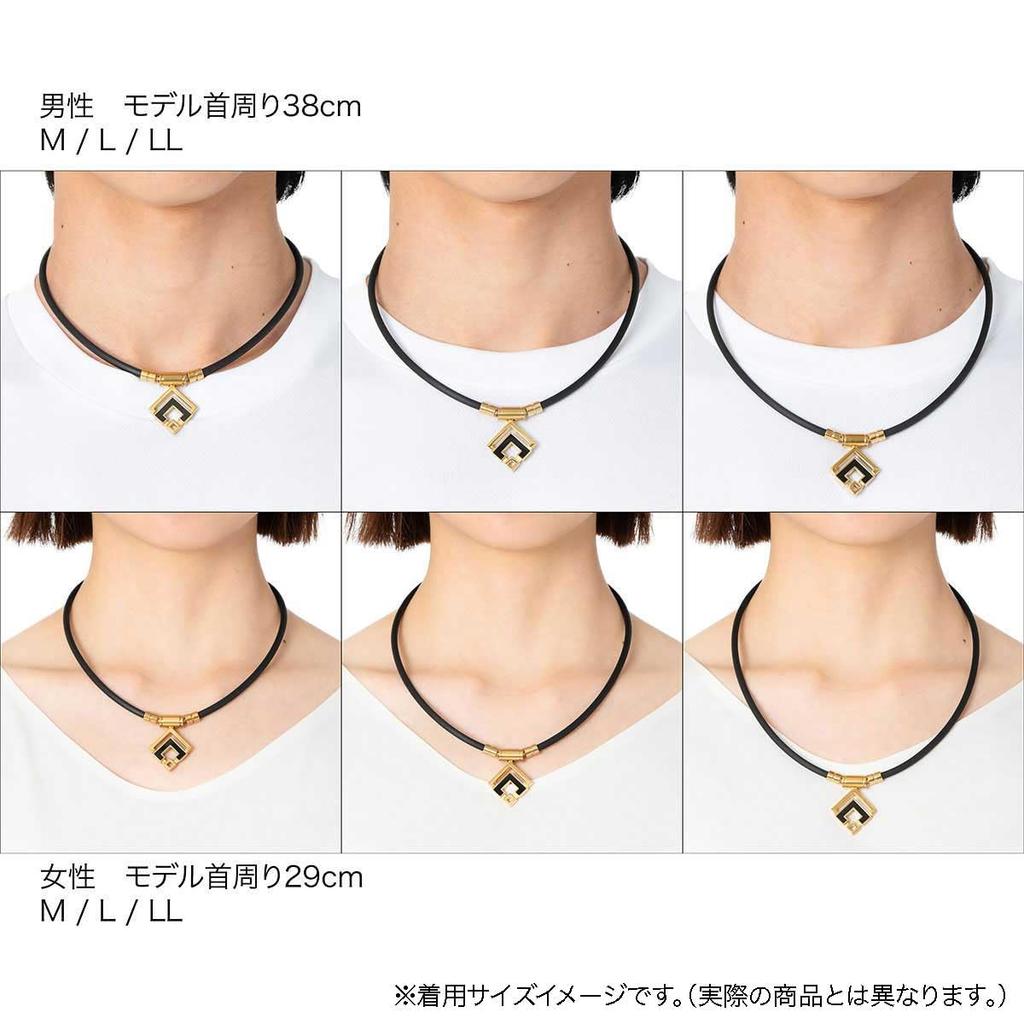 Official Limited Edition Towel Magnetic Necklace TAO Necklace ARAN Gloss Black [Colantotte] Set, (L, 47cm)