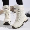 Women Waterproof Cotton Shoes High-top Snow Boots Fashion PU Leather Plush Boots Winter Outdoor Casual Shoes