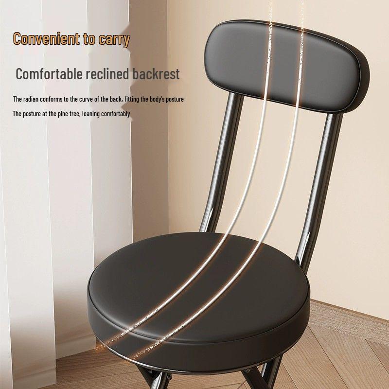 Compact Folding Dining and Leisure Chair with Backrest for Home and Dormitory