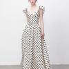 Korean Sweet High-end Polka Dot Dress for Women's Summer New Pleated Waist and Thin Temperament Long Skirt