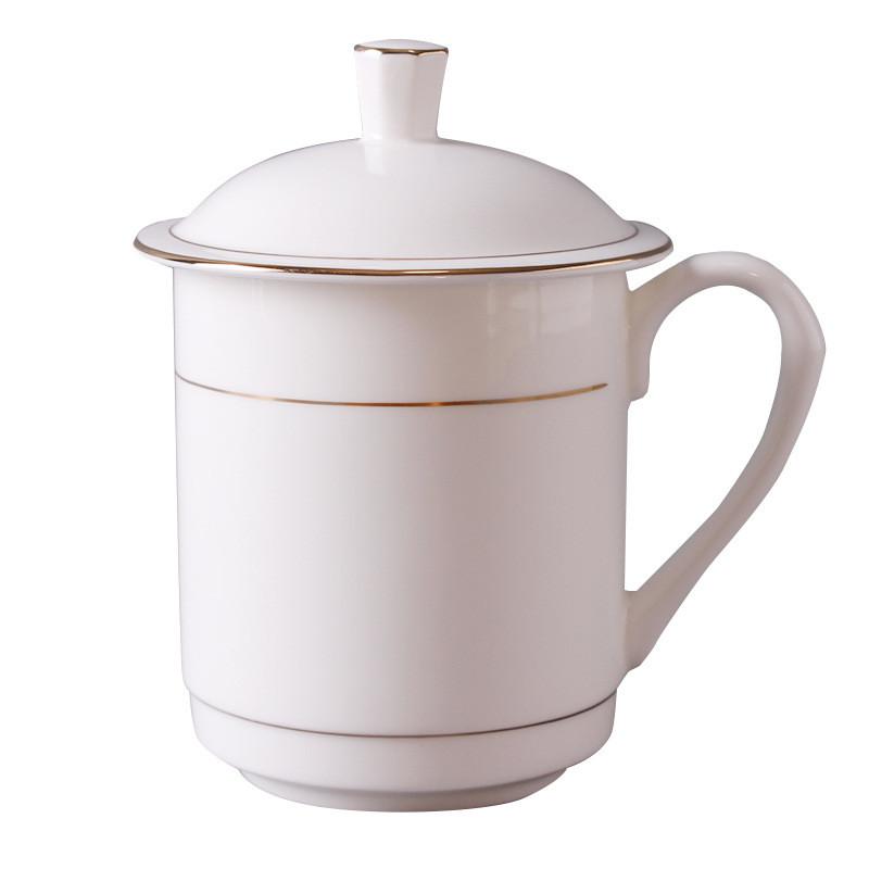 

380ml Simple Chinese Tea Cup With Lid Bone China White Office Meeting Teacup Hand Painted Phnom Penh Coffee Mug for Home Office 301-400ml белый
