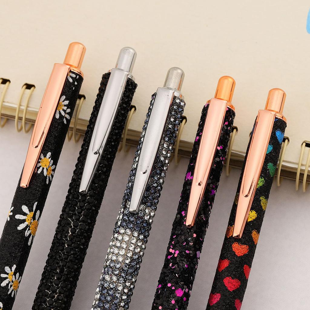 5 Pieces Cute Black Press Ballpoint Pen