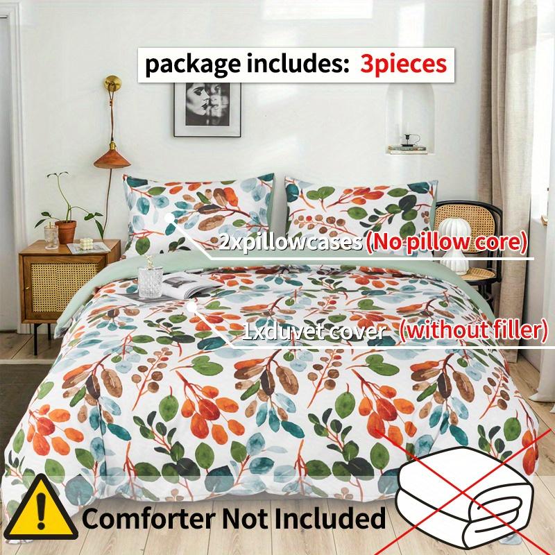 3ks Povlaky na přikrývky  Velikost  Zelený Palmový List Kapradina Rostlina   Havajská Rostlina  Selský Botanický Ložní Set Měkké povlaky na polštáře*2