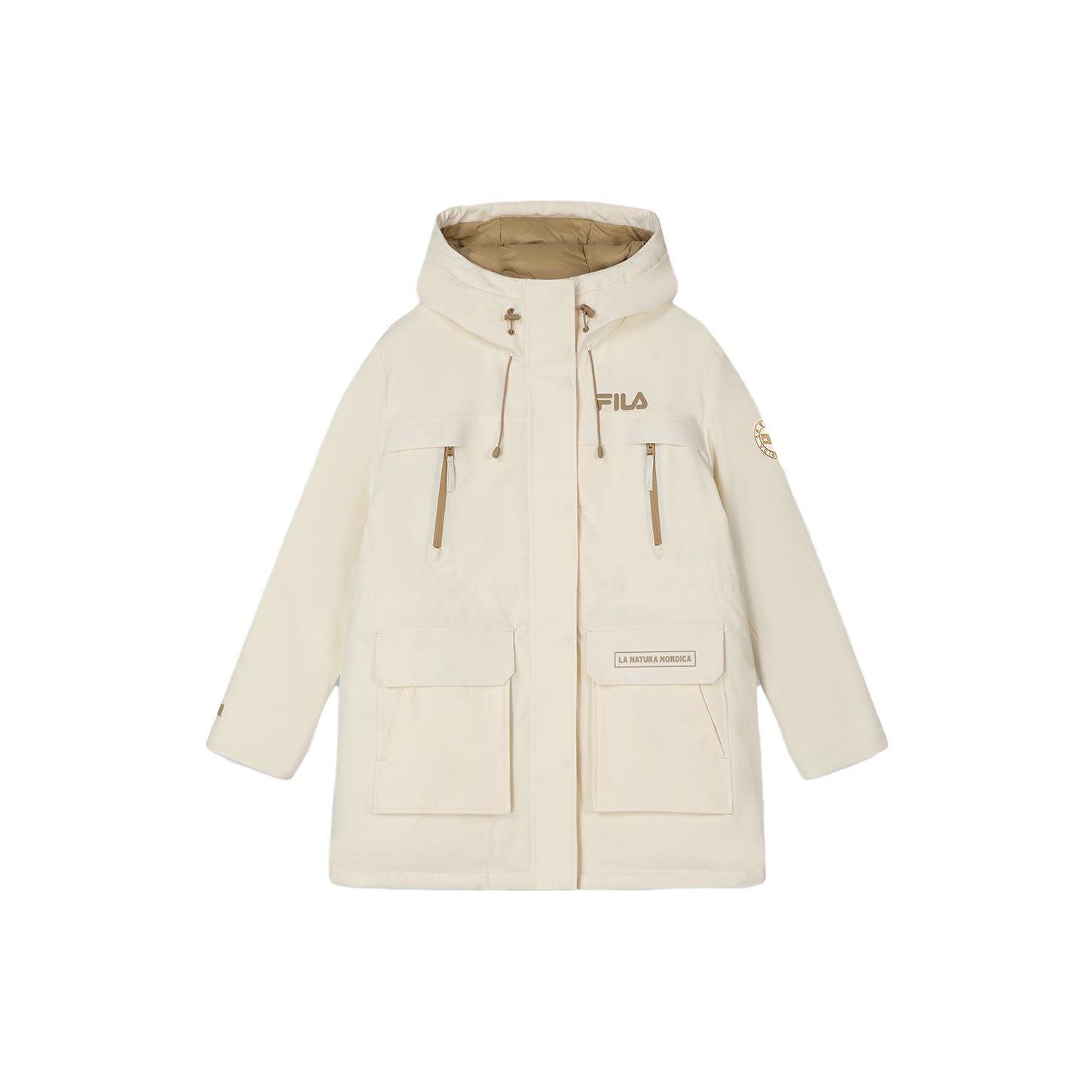 

FILA однотонный повседневный пуховик средней длины с капюшоном для женщин, верхняя одежда светло-зеленого цвета F11W349904F-IV M