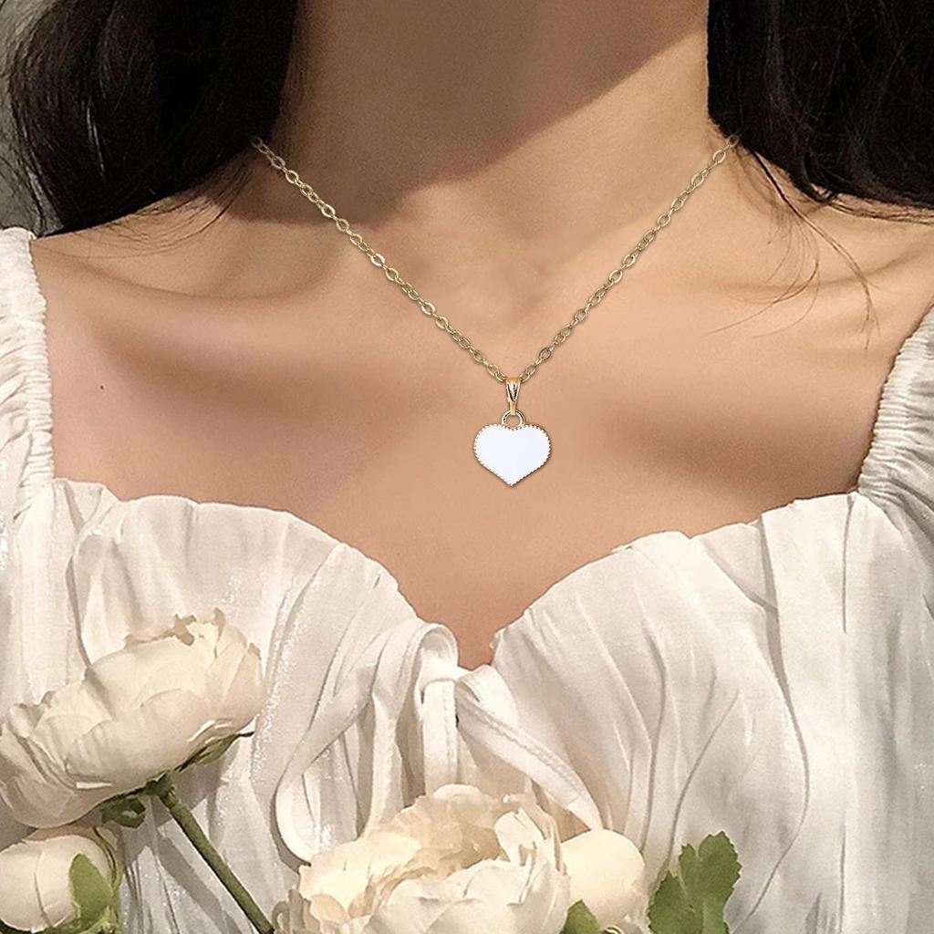 Card Necklace Color Glazed Love Peach Heart Pendant Alloy Clavicle Chain