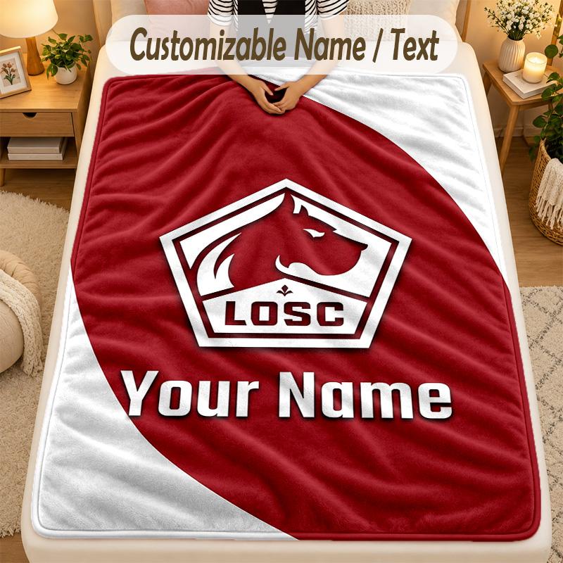 Flannel BlanketLOSC Lille Custom Name Text Personalized Soft Warm Throw Blanket Home Decor Gift