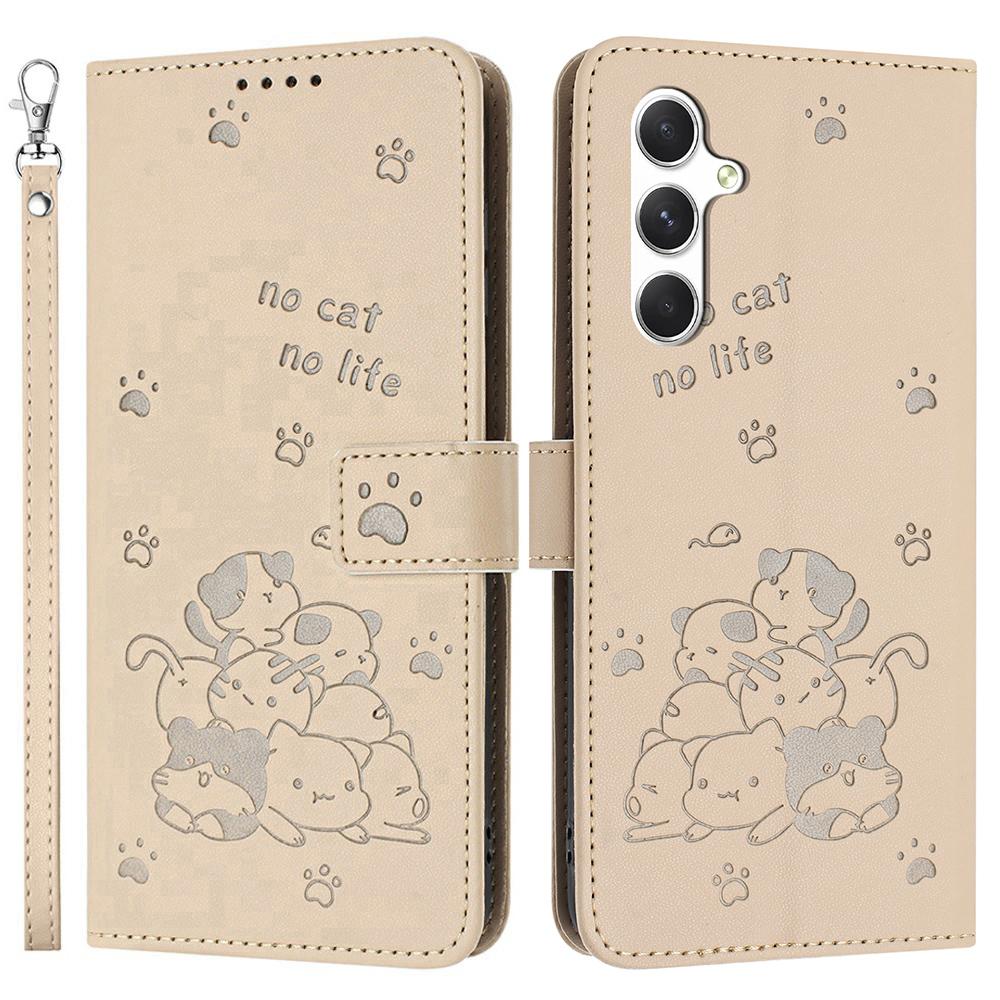 Pro Samsung Galaxy S25 FE Peněženkové pouzdro Kočky Vytištěný Kožený Kryt na Telefon s Poutkem