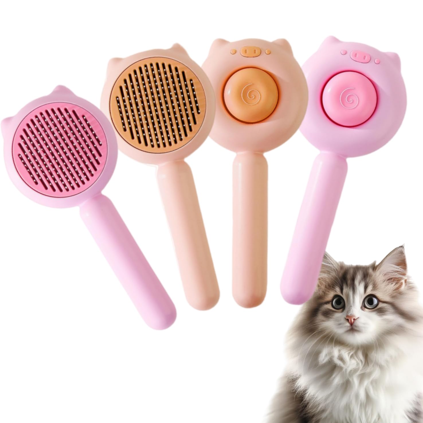 

ZUKIDA Cat Grooming Brush for and Rabbits Easily Removes Shedding Pet Massage Tool for Long or Short Haired Pets 4-Piece Dogs, Cats, - Undercoat, розовый