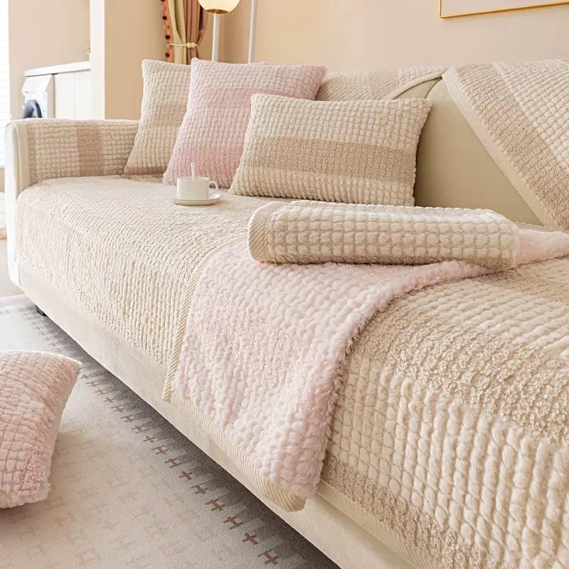 

Winter Thickened Plush Sofa Cushion Modern Luxury Non Slip Cover Anti Cat Scratch Soft Comfortable 70*70