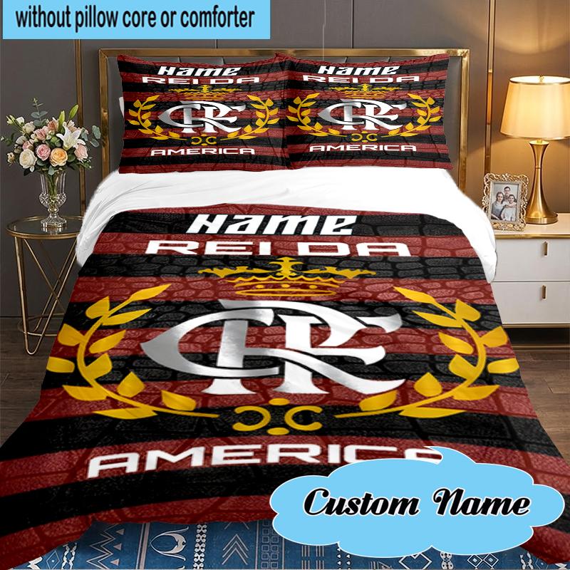 Custom Name Fluminense FC Crest Bedding Set 3pcs, Bedding Set Including 1pc Duvet Cover And 2pcs Pillowcases for Bedroom, Dormitory Gift