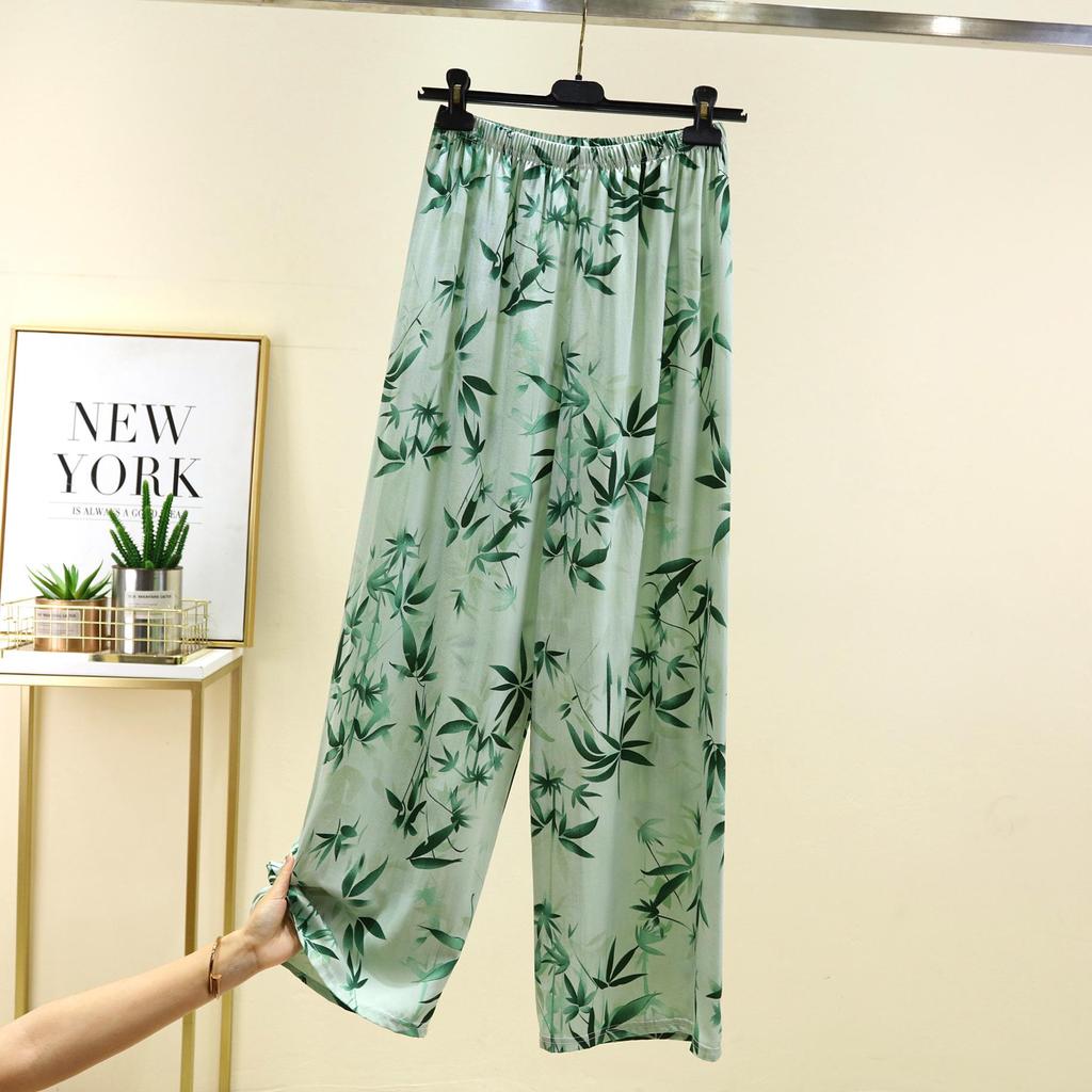 Women's French Romantic Wide-Leg Floor-Length Pants - Spring/Summer Plus Size, Elastic Waist