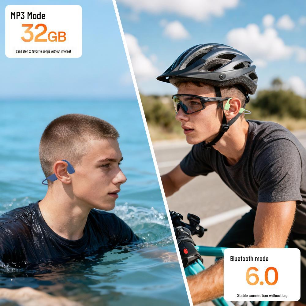 Long-Lasting Bluetooth Bone Conduction Headphones for Sport & Swimming – Open Ear, Noise Cancelling