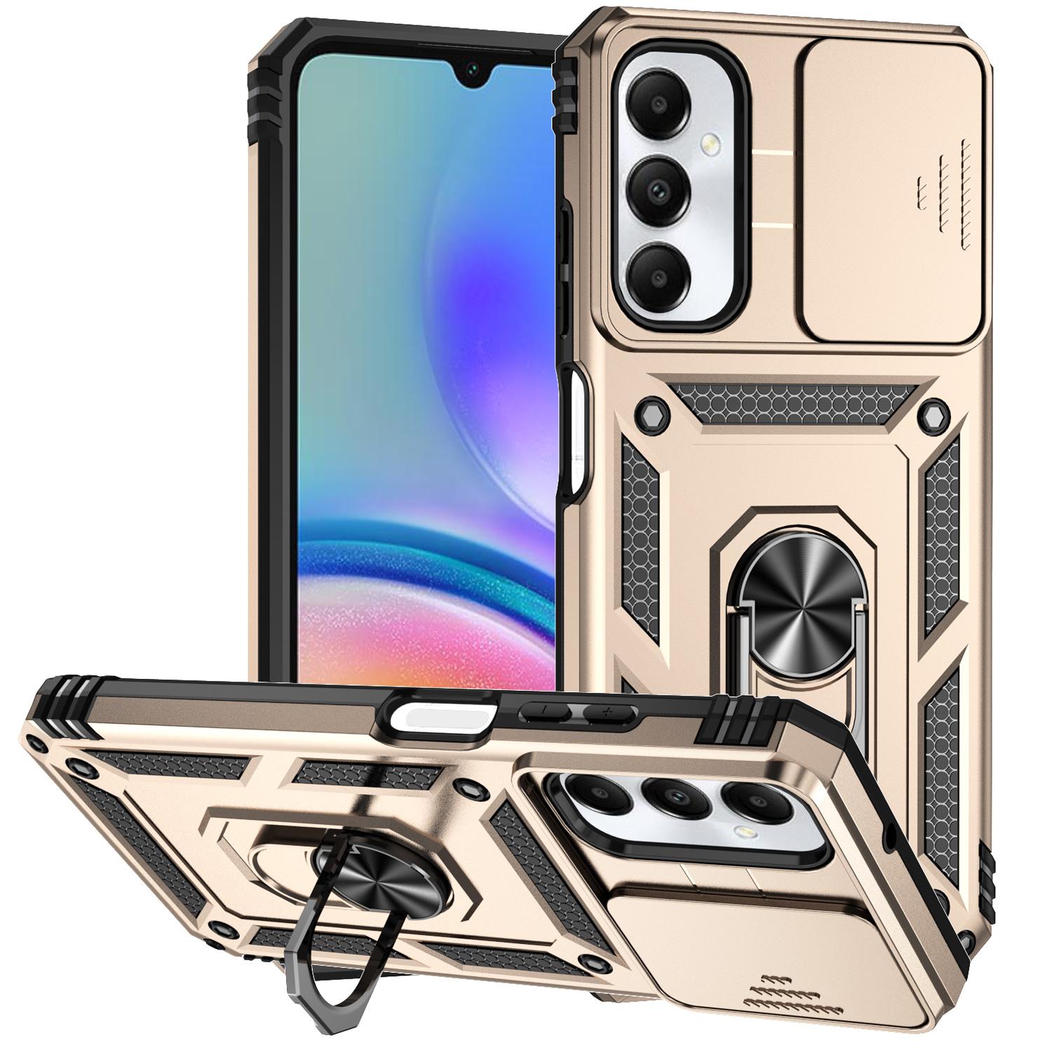 

Для Samsung Galaxy A05s 4G Бронированный чехол с кольцом-держателем и подставкой Защитная накладка для телефона Gold