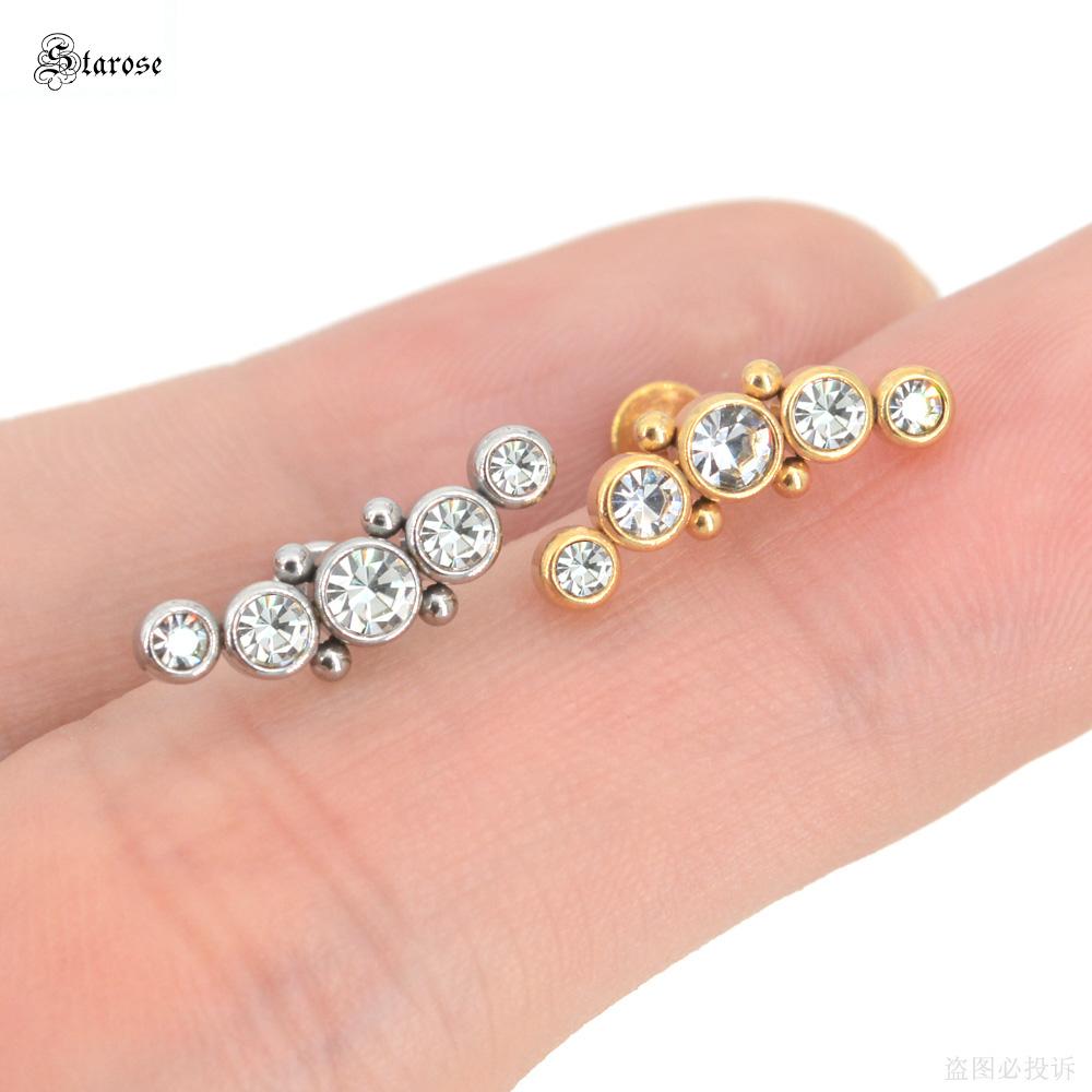 1Pc 1.2x6/8mm G23 Titanium Base Stainless Steel Studs Lip Labret Piercing Nose Helix Piercing Conch Tragus Earrings Flat End