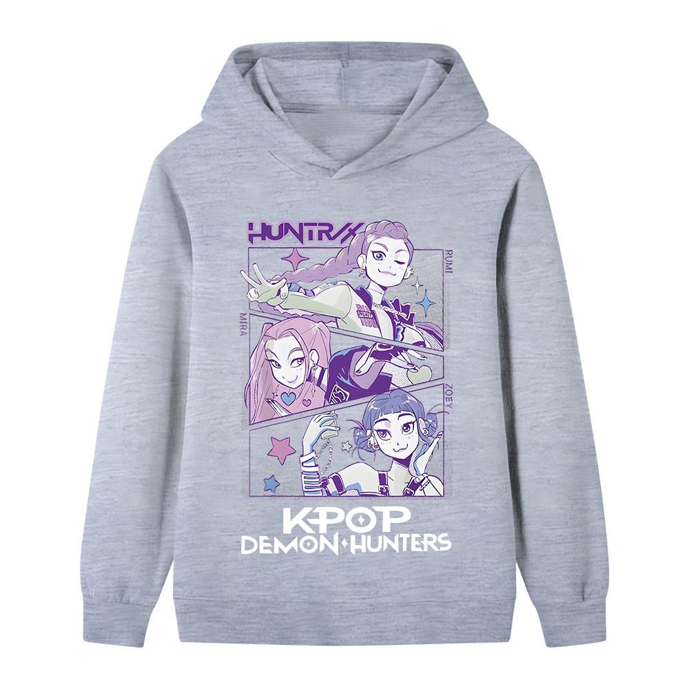 B1198 Kids Boys Girls Kpop Rumi Zoey Mira Print Long Sleeves Hoodie