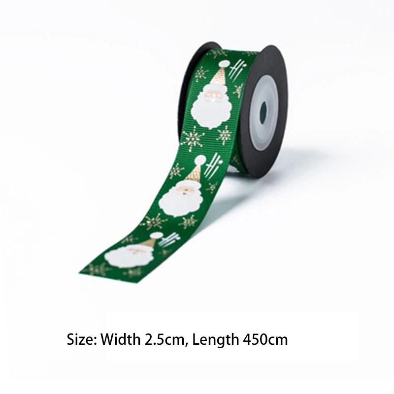 5yards 25mm Christmas Ribbon Printing Ployester Ribbon For Handmade Bow Christmas Decorations DIY Gift Wrapping