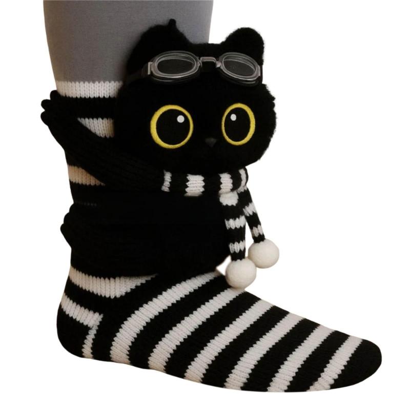 3D Knits Animal Socks,Plush Animals Hug Socks,Funny Novelties Winter Warm Hand Crocheted Socks Christmas Gifts Women