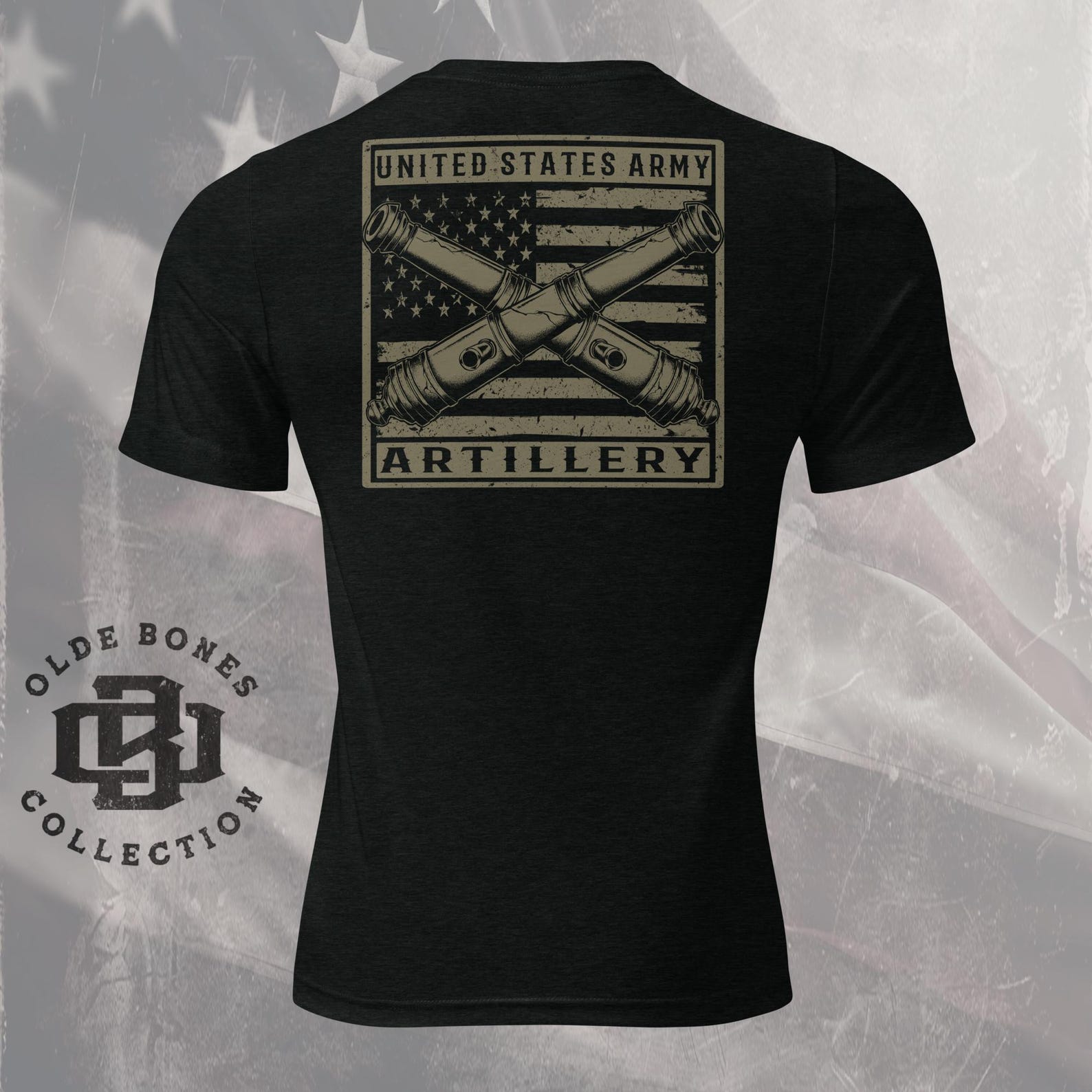 Army Artillery Tri-Blend Black T-Shirt - Military Veteran Tee 4XL