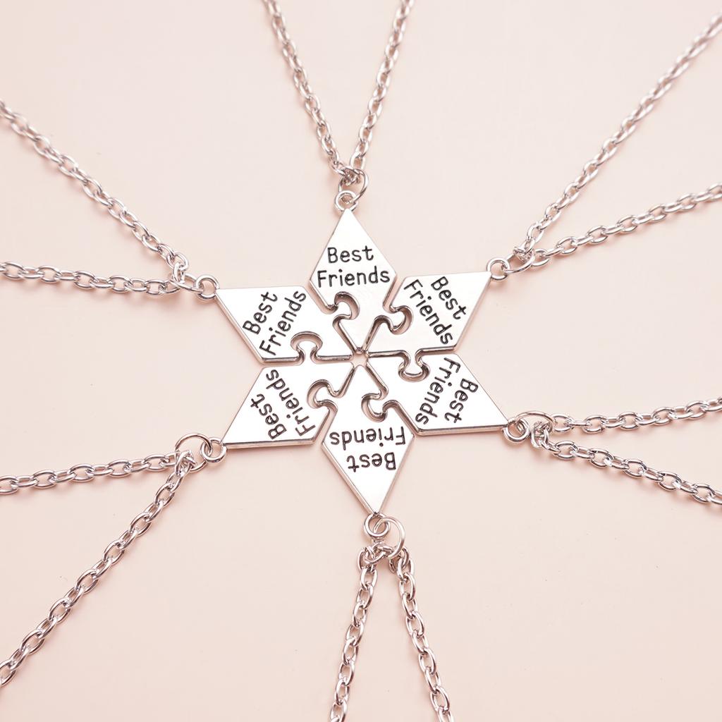 6 Stück/Set Beste Freunde Anhänger Halskette Für Frauen Freundschaft Halskette Legierung Anhänger Bff Freundschaft Schmuck Zubehör Geschenk
