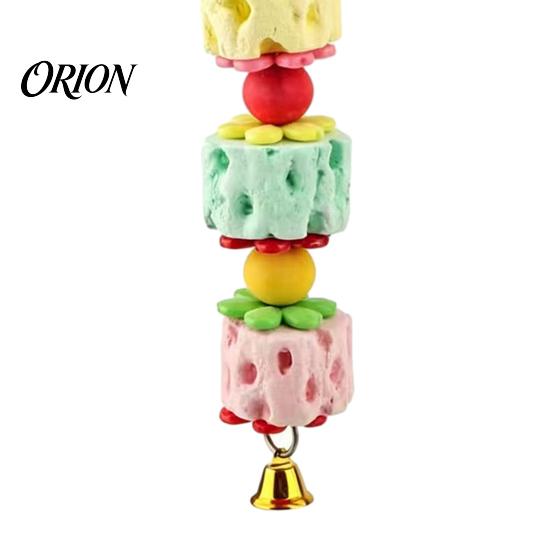 Parrot Biting Toy Beak Grinding Stone, Bird Chew with Bell And Colorful Beads, Grinder Enrichment Toy, Cage Accessory for Budgies Cockatiels