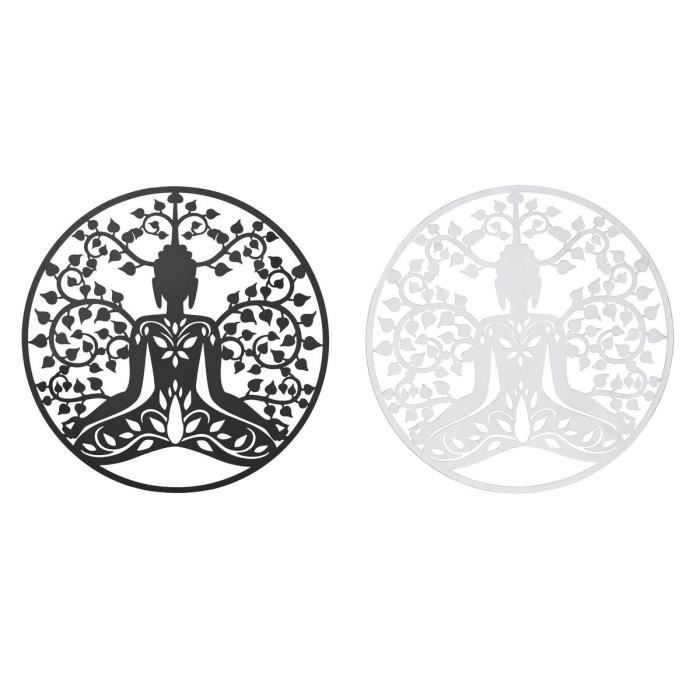 Décoration murale - Buda - Noir et blanc - 100 x 1 x 100 cm - Ethnique - 2 unités