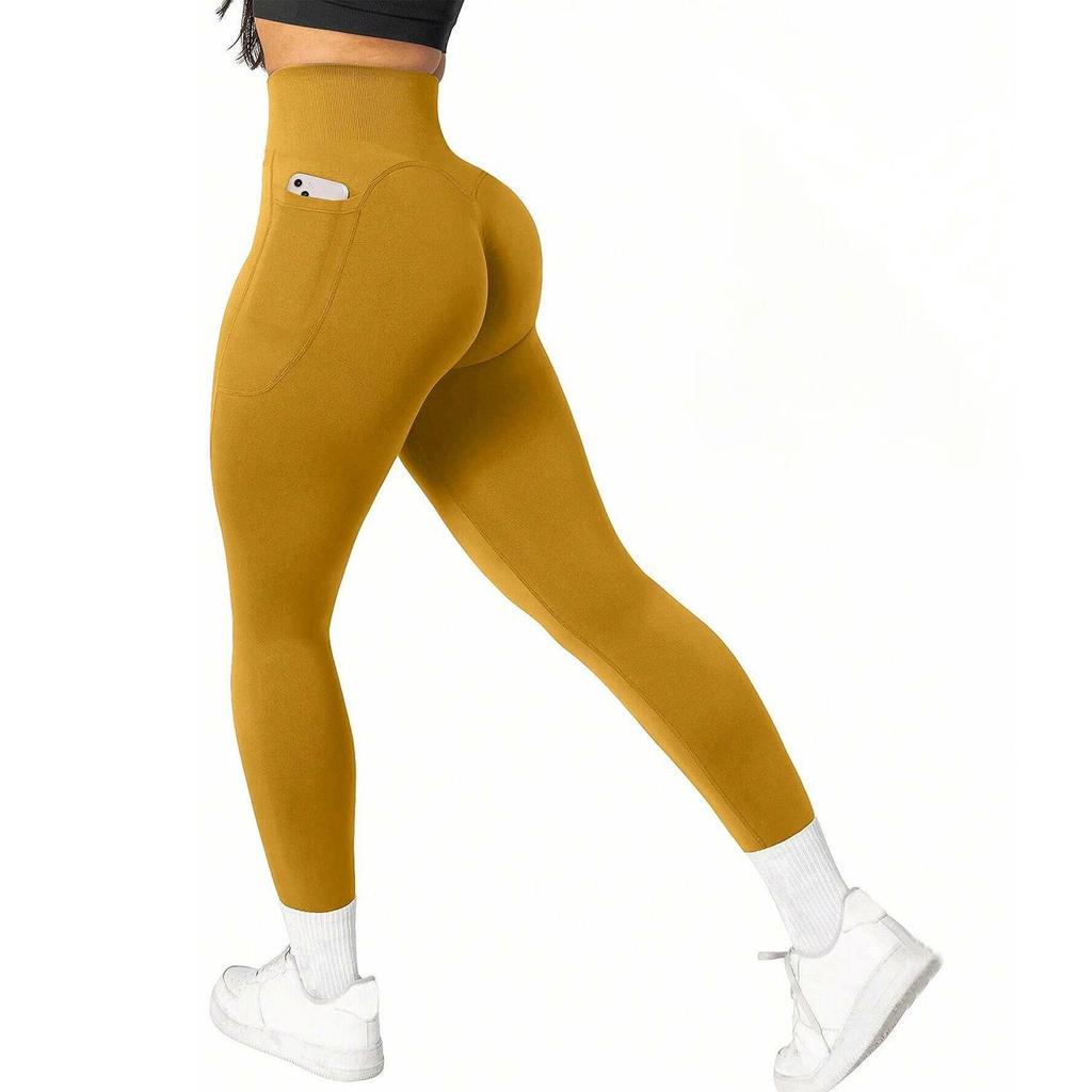 Plus Size High Waist Yoga Pants with Side Pockets - Women's Sports Leggings