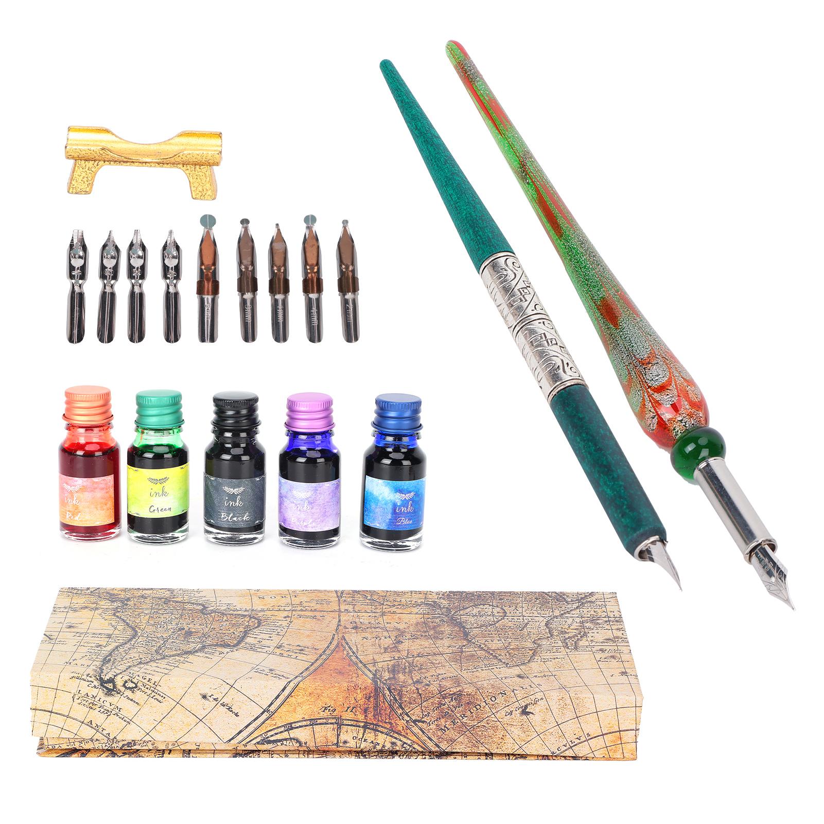 

Dip Pen Kit 12.5x33x4cm Flat Round Nib with Ink Holder for Writing Drawing Calligraphy