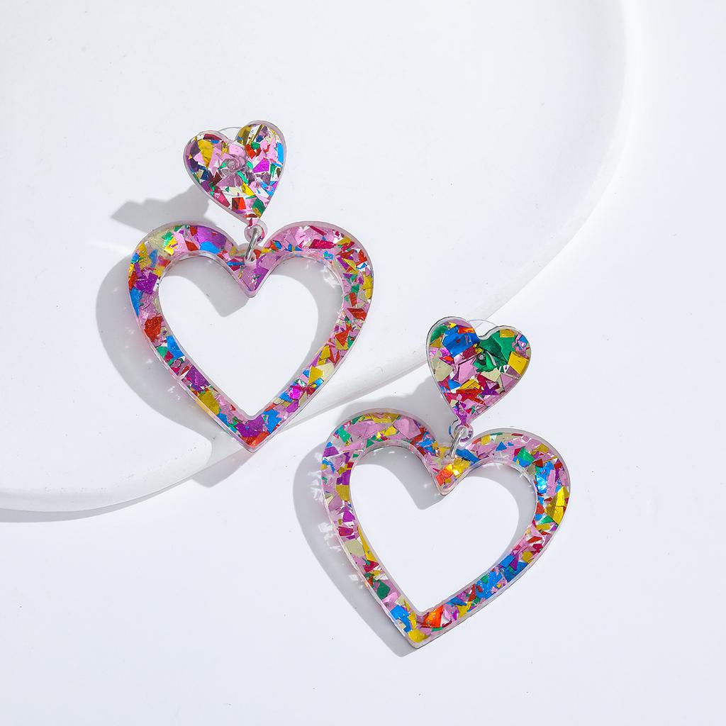 Sweet Personality Mirror-like Acrylic Heart-shaped Pendant Dangle Earrings for Women Romantic Valentine's Day Gift Korea Jewelry