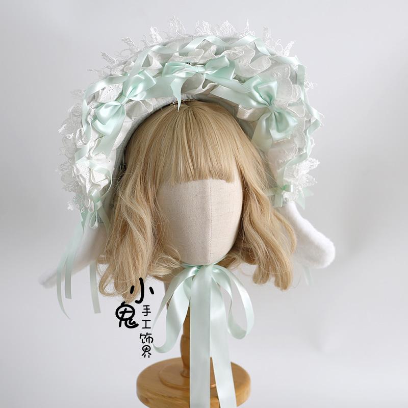 Original Rabbit Ears Cute Lolita Ponet Rabbit Ears Doll Headband Lace Bow Bunny Bnt Multi-color Hair Accessories for Women